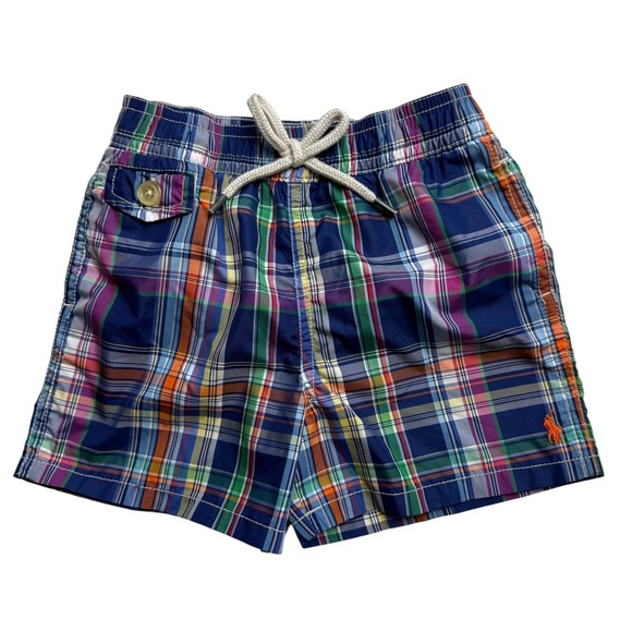Polo Ralph Lauren Other - Polo Ralph Lauren Kids Plaid Swim Trunks Blue Multi Color 18M Toddler‎ Shorts